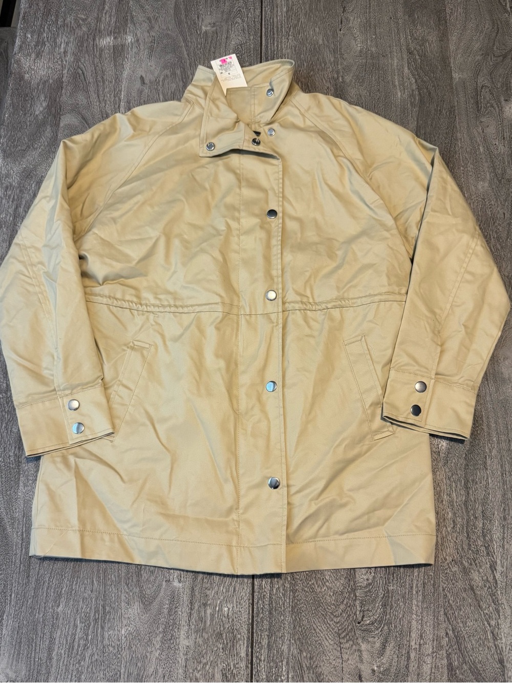a new day Khaki Trench Coat with Zipper and Snap Front